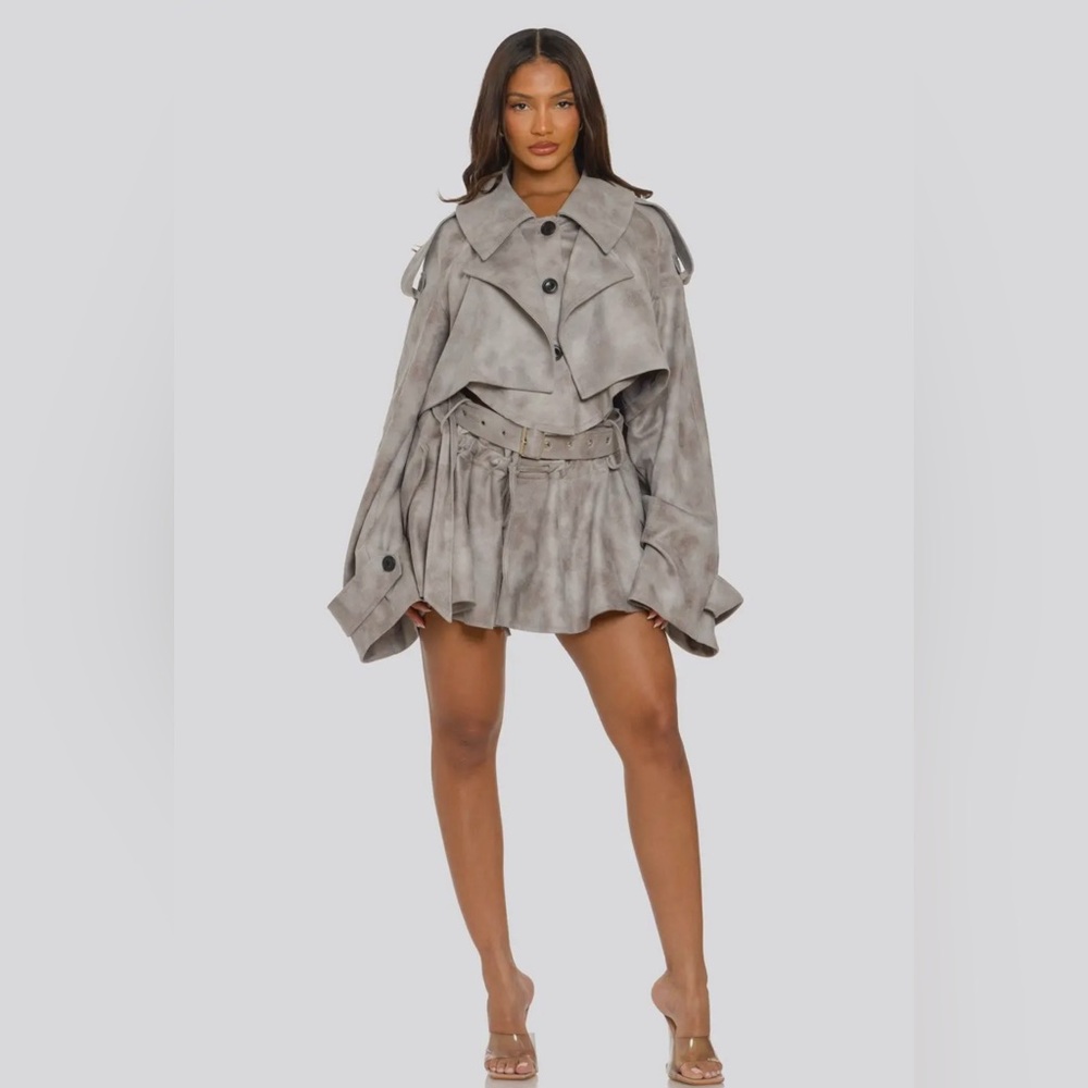 Women's Gray faux leather two piece set